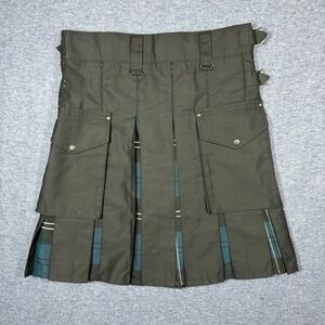 Men's Black Utility Kilt with Blue Tartan Accents